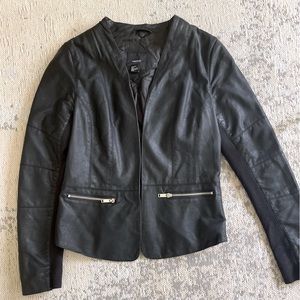 Black faux leather dress jacket
